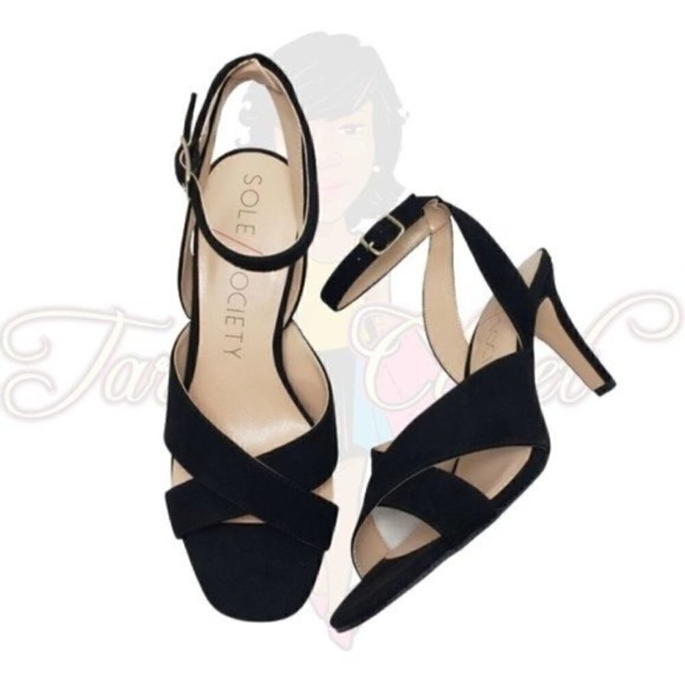 Sole Society Cassidea Black Kid Suede Heels Sz 9M